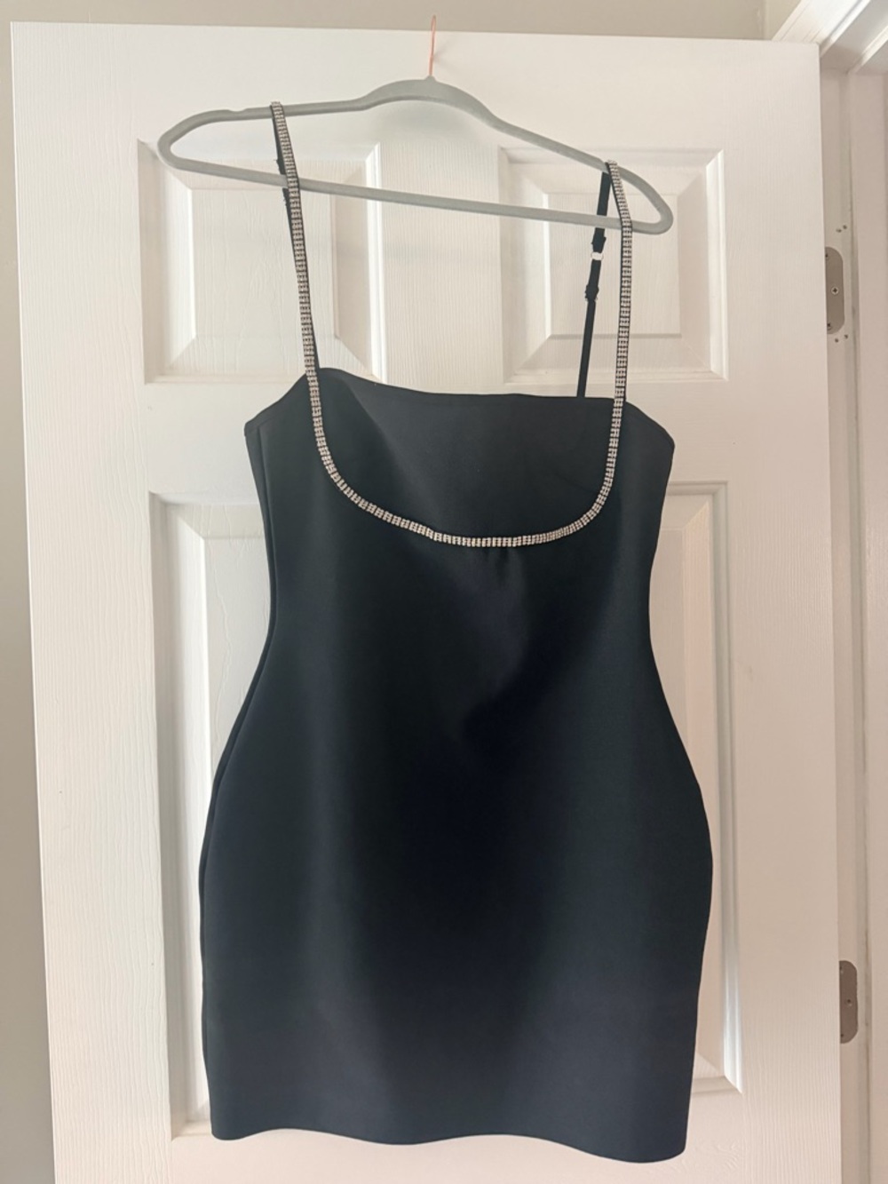 NWT Superdown Black BodyCon Dress with Rhinestone Trim Size L